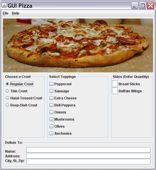 The GUI Pizza application